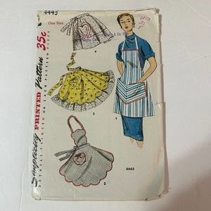 Simplicity Vintage 1950's Pattern #4443 Women's Aprons One Size